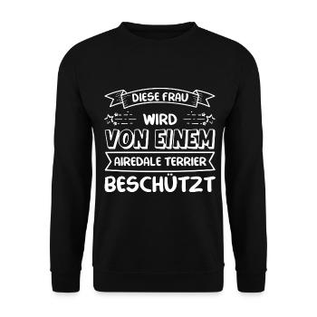 Airedale Terrier Frau - Airedale Terrier - Unisex Pullover - Schwarz - Vorne - Alina (178cm) & Michal (187cm)