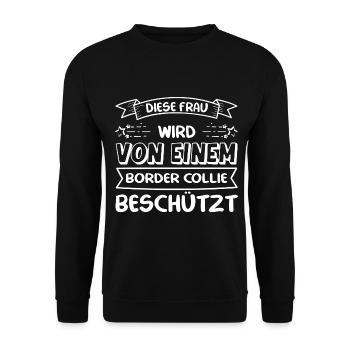 Border Collie Frau - Border Collie - Unisex Pullover - Schwarz - Vorne - Alina (178cm) & Michal (187cm)