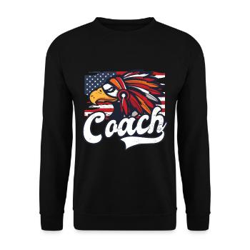 American Flag Coach 4th of July Native Eagle - Unisex Sweatshirt - black - Front - Alina (178cm) & Michal (187cm)