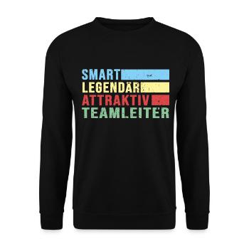 Teamleiter retro Chef Boss legendär Führungskraft - Unisex Pullover - Schwarz - Vorne - Alina (178cm) & Michal (187cm)