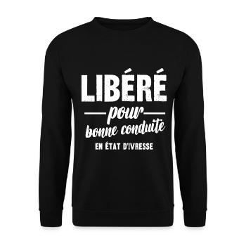 libéré pour bonne conduite en état d'ivresse - Sweat-shirt Unisexe - noir - Devant - Alina (178cm) & Michal (187cm)