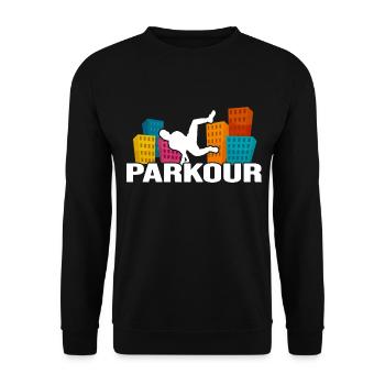 parkour traceur freerun cityparkour jump - Unisex Pullover - Schwarz - Vorne - Alina (178cm) & Michal (187cm)
