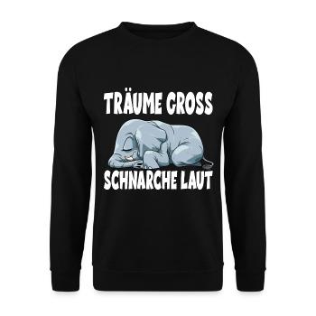 Träume Gross Schnarche Laut für einen Elefanten - Unisex Pullover - Schwarz - Vorne - Alina (178cm) & Michal (187cm)