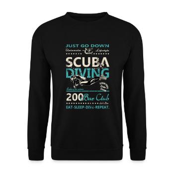 Diving vintage retro shark 200 bar club - Unisex Sweatshirt - black - Front - Alina (178cm) & Michal (187cm)