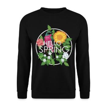 Hello Spring - Unisex Sweatshirt - black - Front - Alina (178cm) & Michal (187cm)