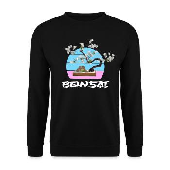 BONSAI tree Yamadori Nebari Japanese cherry blossom - Unisex Sweatshirt - black - Front - Alina (178cm) & Michal (187cm)