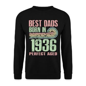 The best fathers were born in 1936, 87 years old, - Unisex Sweatshirt - black - Front - Alina (178cm) & Michal (187cm)