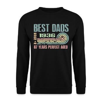 The best fathers were born in 1936, 87 years old, - Unisex Sweatshirt - black - Front - Alina (178cm) & Michal (187cm)