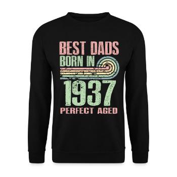 The best fathers were born in 1937, 86 years old, - Unisex Sweatshirt - black - Front - Alina (178cm) & Michal (187cm)