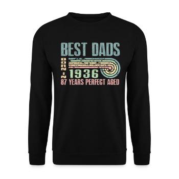 The best fathers were born in 1936, 87 years old, - Unisex Sweatshirt - black - Front - Alina (178cm) & Michal (187cm)