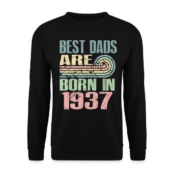 The best fathers were born in 1937, 86 years old, - Unisex Sweatshirt - black - Front - Alina (178cm) & Michal (187cm)