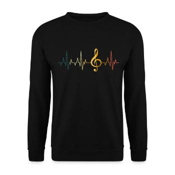 Violin Key Heartbeat Note Key ECG - Unisex Sweatshirt - black - Front - Alina (178cm) & Michal (187cm)