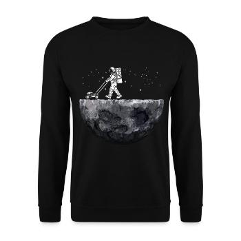 Space Astronauts Mowing Lawn - Unisex Sweatshirt - black - Front - Alina (178cm) & Michal (187cm)