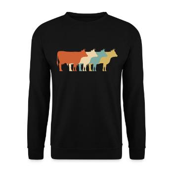 Kühe Bauer Rind Landwirt Kuh Rinder Retro - Unisex Pullover - Schwarz - Vorne - Alina (178cm) & Michal (187cm)