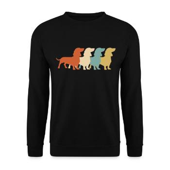 Dackel Retro Teckel Dachshund - Unisex Pullover - Schwarz - Vorne - Alina (178cm) & Michal (187cm)