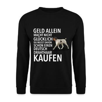 Deutsch Drahthaar Glücklich - Deutsch Drahthaar - Unisex Pullover - Schwarz - Vorne - Alina (178cm) & Michal (187cm)
