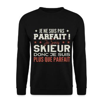 Un Skieur, le Métier de Rêve Mis à l’Honneur - Sweat-shirt Unisexe - noir - Devant - Alina (178cm) & Michal (187cm)