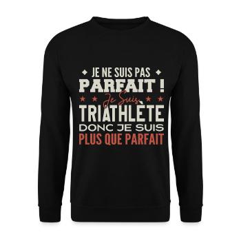 Un Triathlète, le Métier de Rêve Mis à l’Honneur - Sweat-shirt Unisexe - noir - Devant - Alina (178cm) & Michal (187cm)