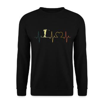 Golf Heartbeat Golfer Retro Heart Golfing - Unisex Sweatshirt - black - Front - Alina (178cm) & Michal (187cm)
