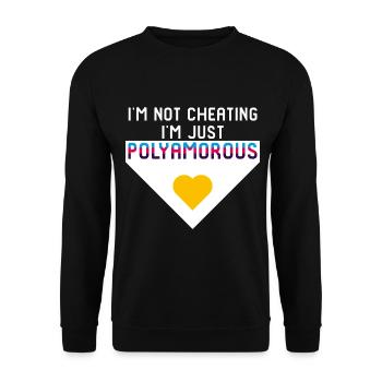 I'm just polyamorous Polyamorie Flagge Poly Pride - Unisex Pullover - Schwarz - Vorne - Alina (178cm) & Michal (187cm)
