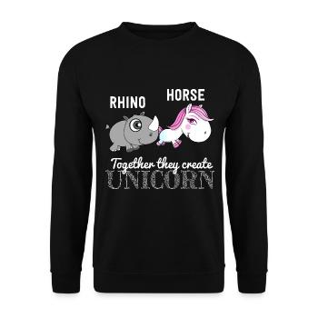 Idée de cadeau d'amour de rhin cheval mignon - Sweat-shirt Unisexe - noir - Devant - Alina (178cm) & Michal (187cm)