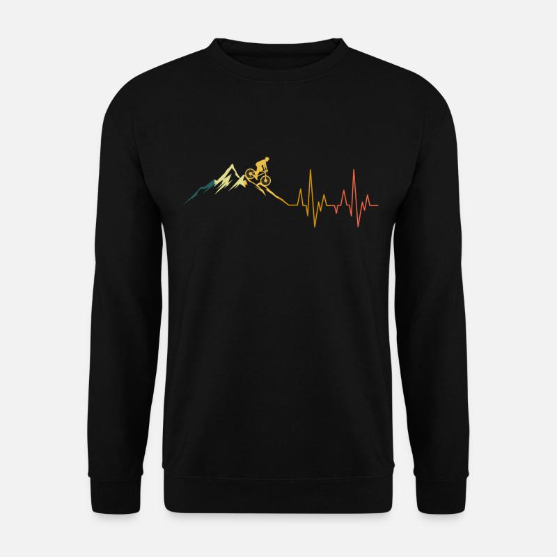 MTB Herzschlag Retro Downhill EKG Mountainbike - Unisex Pullover - Schwarz