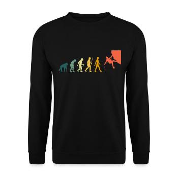 Klettern Evolution Retro Sportklettern Kletterer - Unisex Pullover - Schwarz - Vorne - Alina (178cm) & Michal (187cm)