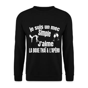 boxe thaï et apéro - Sweat-shirt Unisexe - noir - Devant - Alina (178cm) & Michal (187cm)