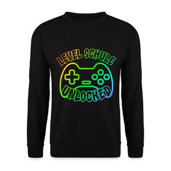 Level Schule Gamer Zocker idötzchen 1.Schultag - Unisex Pullover - Schwarz - Vorne - Alina (178cm) & Michal (187cm)