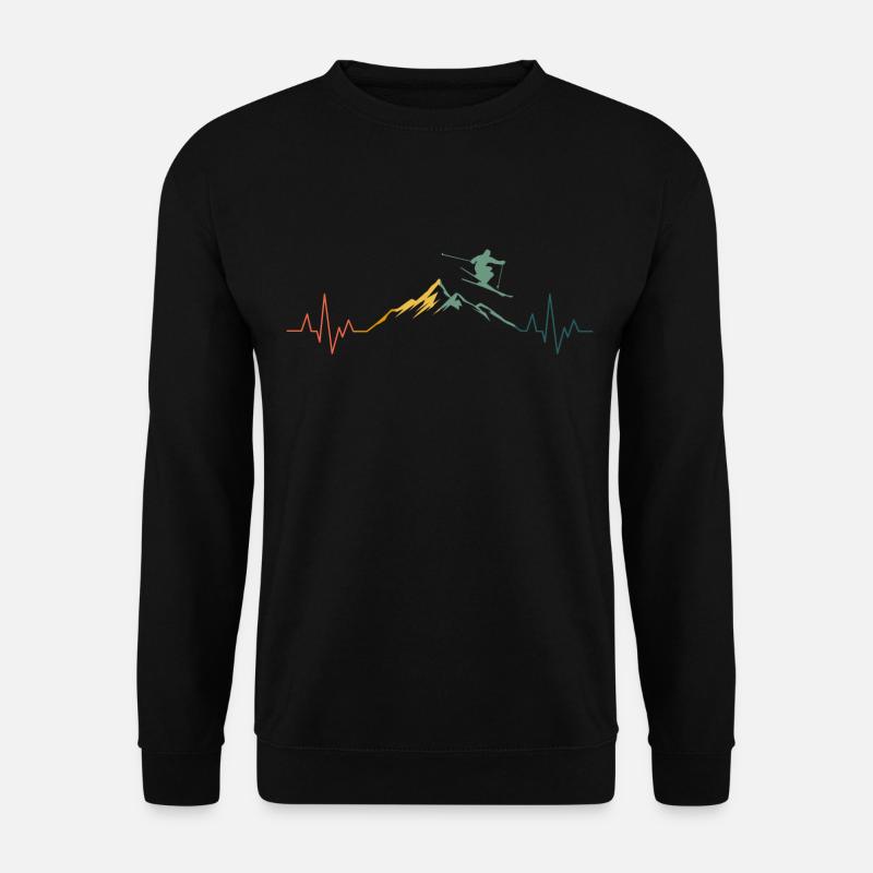 Ski Herzschlag Berge Retro - Unisex Pullover - Schwarz