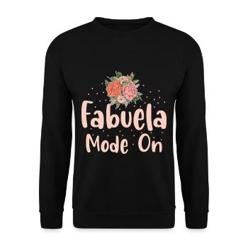 Fabuela Mode On Pun für eine spanische Oma Abuela - Unisex Pullover - Schwarz - Vorne - Alina (178cm) & Michal (187cm)