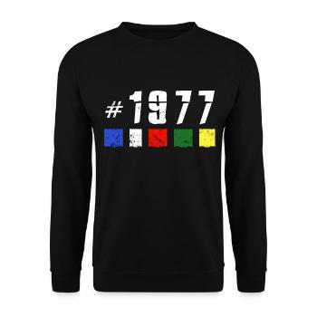 1977 anniversaire rétro vintage anniversaire NOUVEAU TIBET - Sweat-shirt Unisexe - noir - Devant - Alina (178cm) & Michal (187cm)