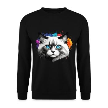 Ragdoll chat mignon mignon aquarelle peinture éclaboussure - Sweat-shirt Unisexe - noir - Devant - Alina (178cm) & Michal (187cm)