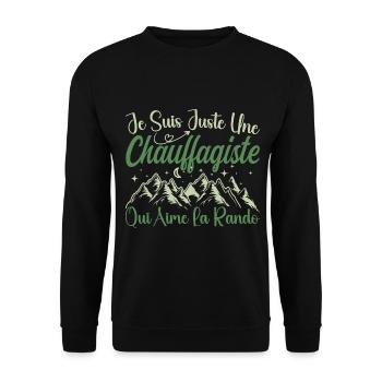 Chauffagiste aventurier passionnée de Randonnée - Sweat-shirt Unisexe - noir - Devant - Alina (178cm) & Michal (187cm)