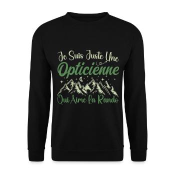 Opticienne aventurier passionnée de Randonnée - Sweat-shirt Unisexe - noir - Devant - Alina (178cm) & Michal (187cm)