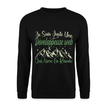 Développeuse web aventurier passionnée de Randonné - Sweat-shirt Unisexe - noir - Devant - Alina (178cm) & Michal (187cm)