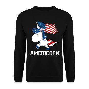 Amérique USA Licorne licornes cheval cadeau - Sweat-shirt Unisexe - noir - Devant - Alina (178cm) & Michal (187cm)