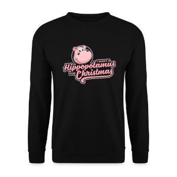 Je Veux Un Hippopotame Pour Noël - Désir de Noël - Sweat-shirt Unisexe - noir - Devant - Alina (178cm) & Michal (187cm)