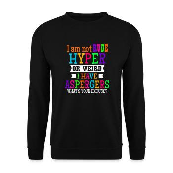 Asperger Ich bin nicht unhöflich Hyper oder seltsames Geschenk - Unisex Pullover - Schwarz - Vorne - Alina (178cm) & Michal (187cm)