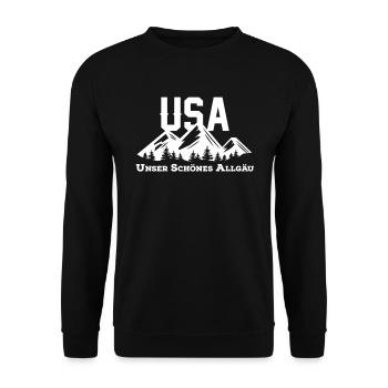 Allgäu Berge USA Alpen Wandern Heimat - Unisex Pullover - Schwarz - Vorne - Alina (178cm) & Michal (187cm)