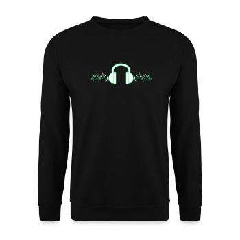 Edm Rave Heartbeat ECG Headphone Gift - Unisex Sweatshirt - black - Front - Alina (178cm) & Michal (187cm)
