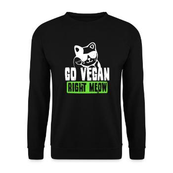 Vegane Katze gehen veganes rechtes Meow Geschenk - Unisex Pullover - Schwarz - Vorne - Alina (178cm) & Michal (187cm)