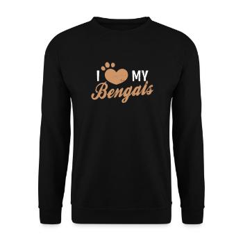 Bengal-Katze Ich liebe mein Bengals-Geschenk - Unisex Pullover - Schwarz - Vorne - Alina (178cm) & Michal (187cm)