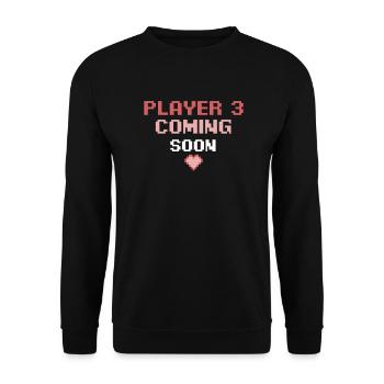 Gamer-Paar-Spieler 3 Schwangerschafts-Mitteilungs-Geschenk - Unisex Pullover - Schwarz - Vorne - Alina (178cm) & Michal (187cm)