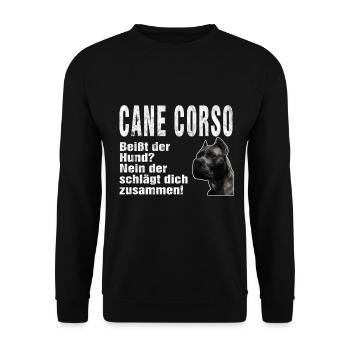 Cane Corso Dog Funny Saying Bite Beating - Unisex Sweatshirt - black - Front - Alina (178cm) & Michal (187cm)