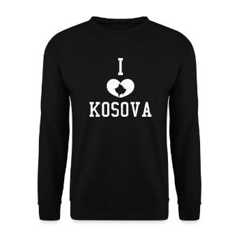 Albanien Ich liebe Kosova Geschenk - Unisex Pullover - Schwarz - Vorne - Alina (178cm) & Michal (187cm)