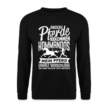 Pferde Pferdesprüche Pferd Reiten Dressur Reiter - Unisex Pullover - Schwarz - Vorne - Alina (178cm) & Michal (187cm)
