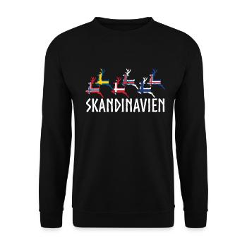 Skandinavien Elch Norwegen Schweden Dänemark - Unisex Pullover - Schwarz - Vorne - Alina (178cm) & Michal (187cm)