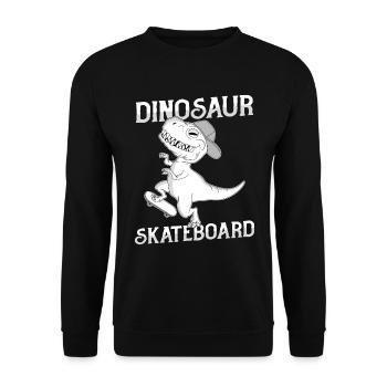 Dino Skateboard Dinosaurier Skater Skaten Skate - Unisex Pullover - Schwarz - Vorne - Alina (178cm) & Michal (187cm)