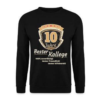 10 Jahre bester Kollege - Unisex Pullover - Schwarz - Vorne - Alina (178cm) & Michal (187cm)